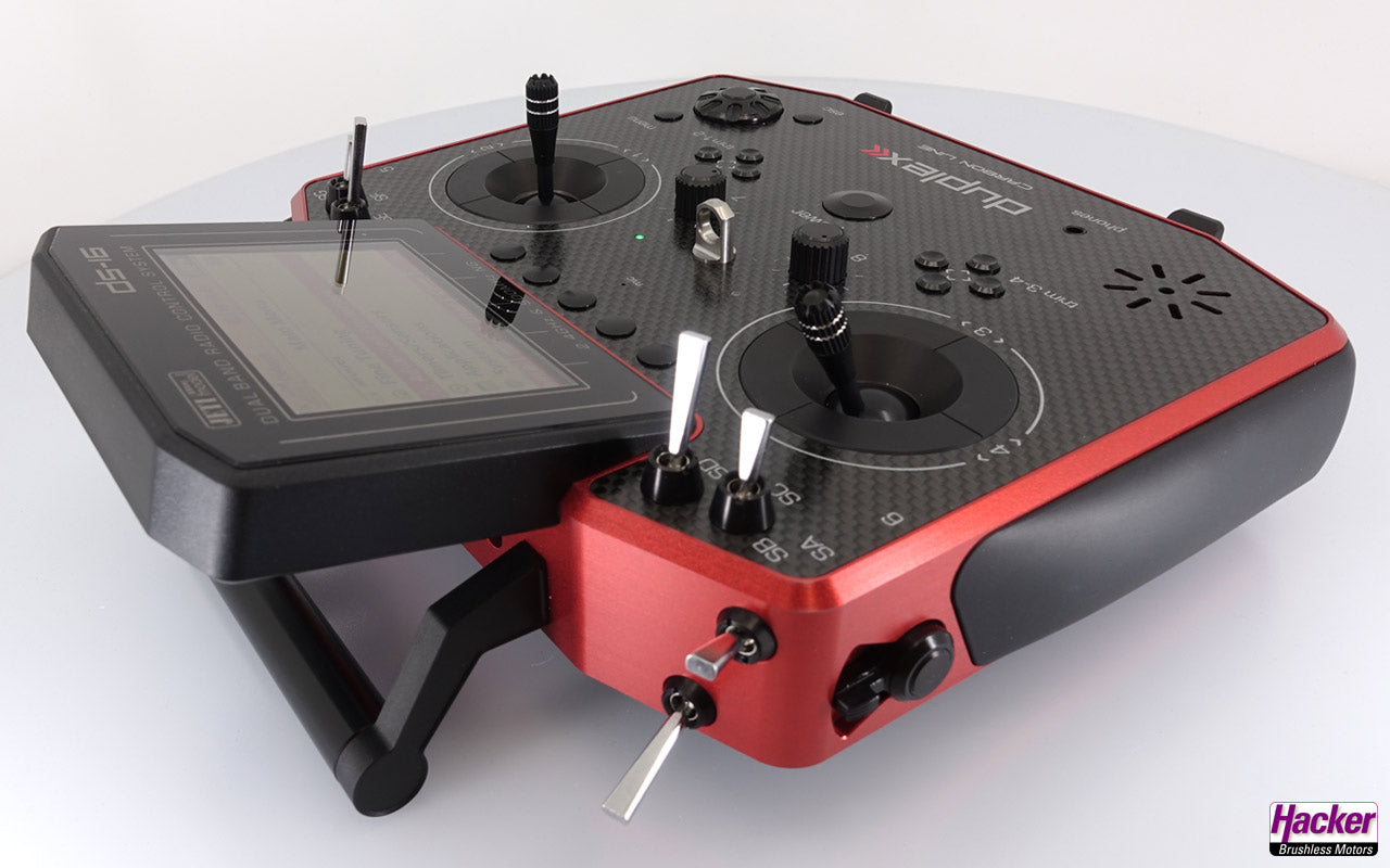 Jeti Duplex DS-16 Mk2 NG Carbon Line Red Lacquered Transmitter Multimode DS16 with Rex 10 Receiver