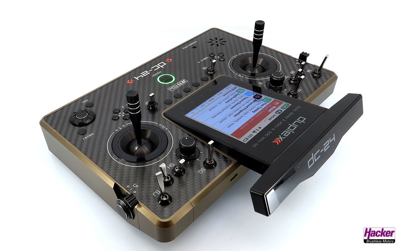 Jeti Duplex Tray Transmitter DC-24 II Rev.2 - Carbon Line Bronze DC24 with REX 12 Assist Receiver & Case