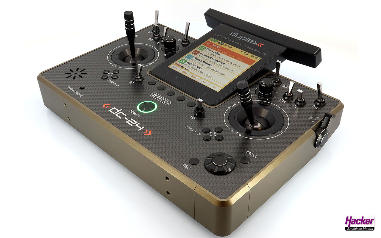 Jeti Duplex Tray Transmitter DC-24 II Rev.2 - Carbon Line Bronze DC24 with REX 12 Assist Receiver & Case