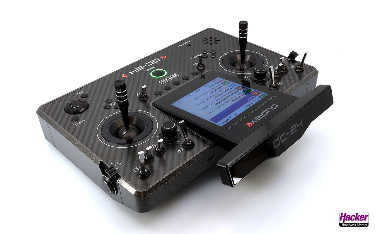 Jeti Duplex Tray Transmitter DC-24 II Rev.2 - Carbon Line Gray DC24 with REX 12 Assist Receiver & Case