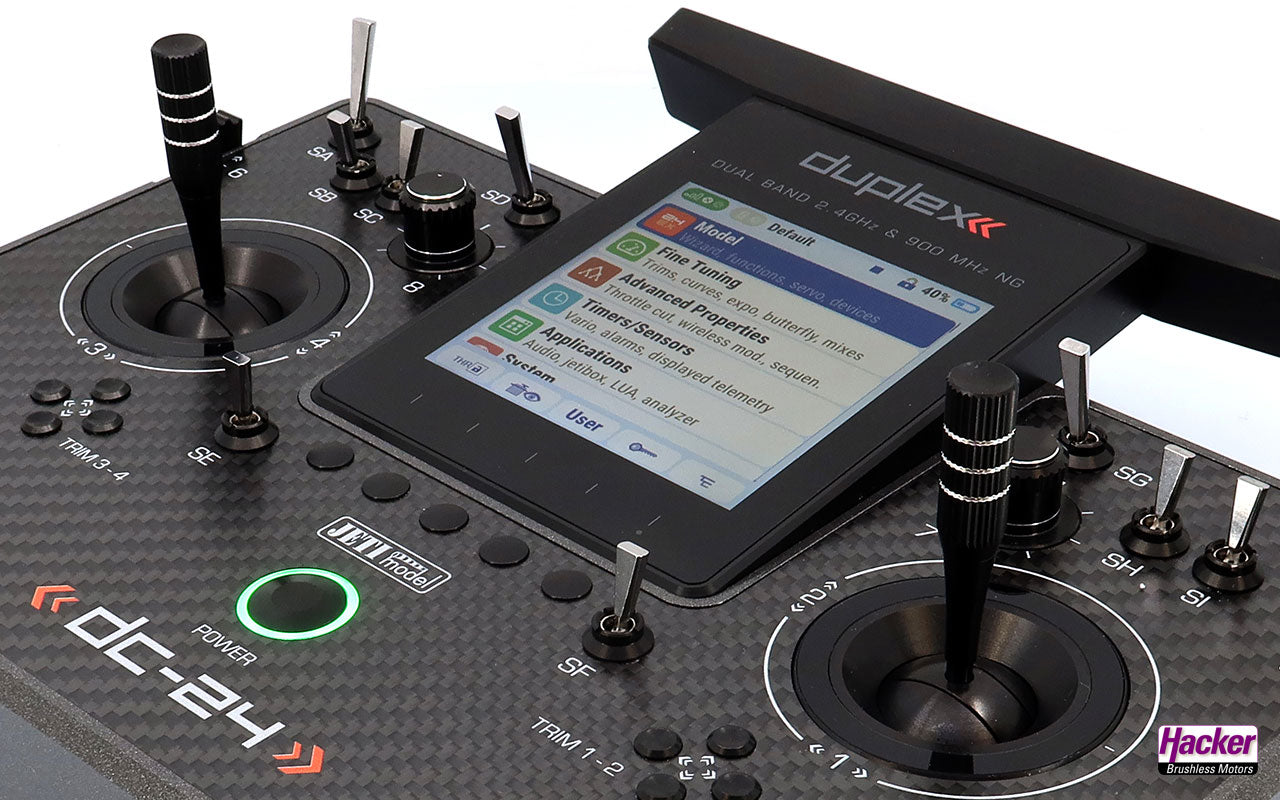 Jeti Duplex Tray Transmitter DC-24 II Rev.2 - Carbon Line Gray DC24 with REX 12 Assist Receiver & Case