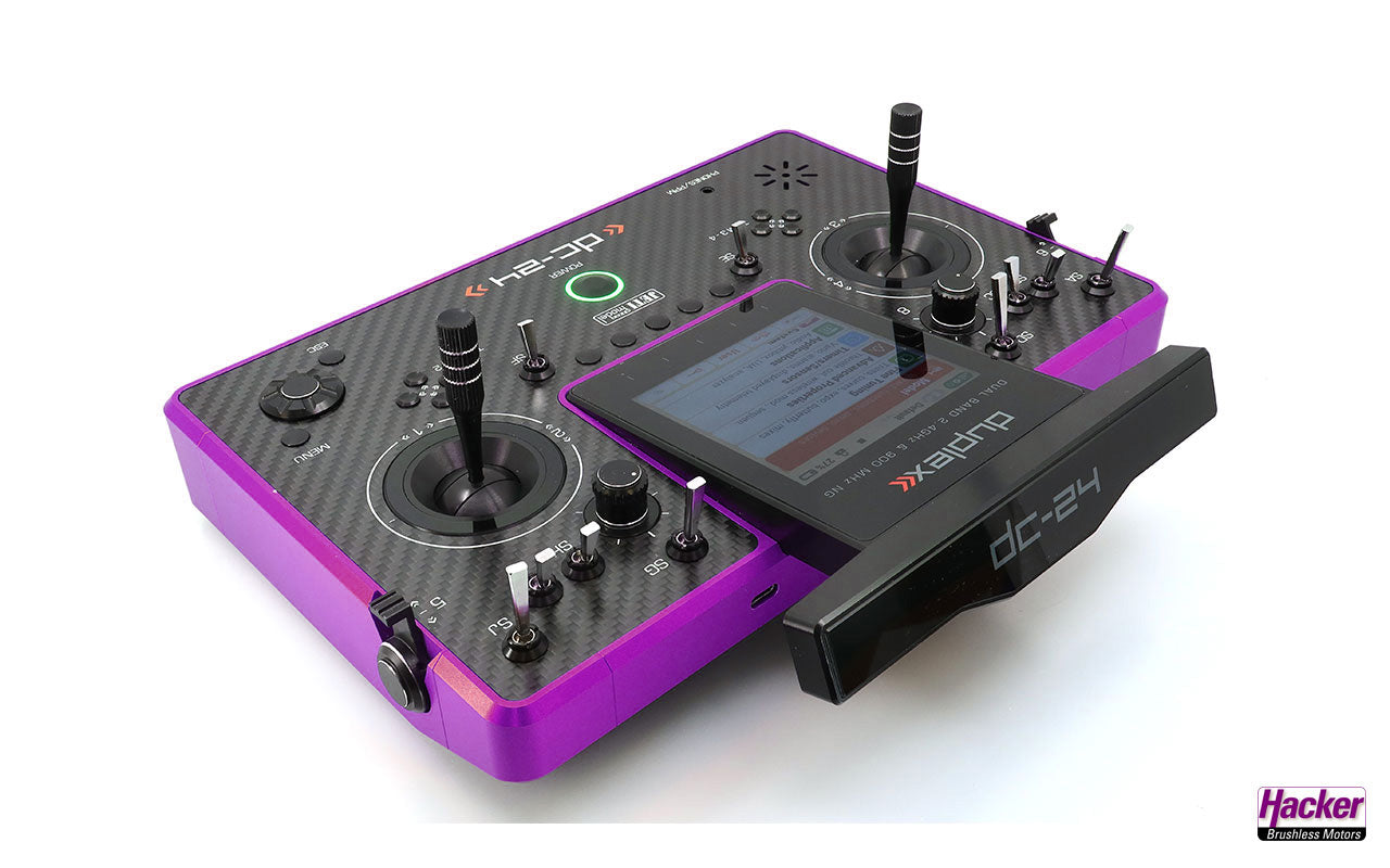 Jeti Duplex Tray Transmitter DC-24 II Rev.2 - Carbon Line Purple DC24 with REX 12 Assist Receiver & Case