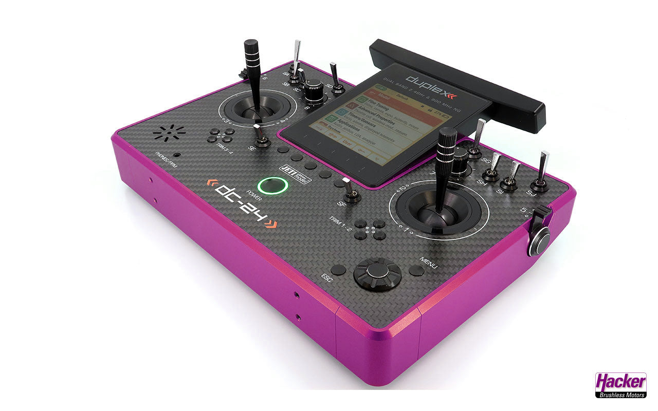 Jeti Duplex Tray Transmitter DC-24 II Rev.2 - Carbon Line Purple DC24 with REX 12 Assist Receiver & Case