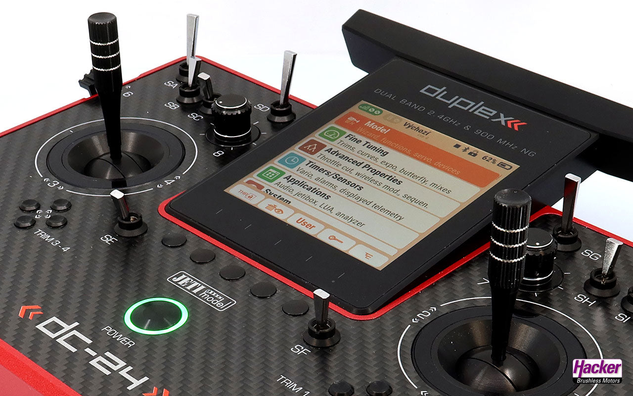 Jeti Duplex Tray Transmitter DC-24 II Rev.2 - Carbon Line Ruby DC24 with REX 12 Assist Receiver & Case