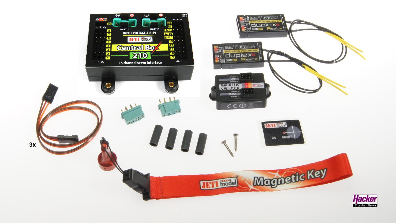 Jeti Model Central box 210 with Magnetic Switch and 2 x RSat2