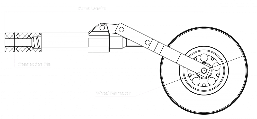 Main Strut / Leg Pair 118mm Long 6mm Pin (without wheel) from Electron Retracts