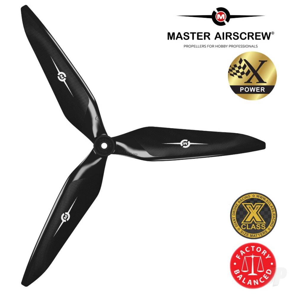 Master Airscrew 13 x 12" 3X Power X-Class Giant Racing Drone Propeller (CW) - Black MAS3X13X12RB1 from Nexus Modelling Supplies Models Northampton Model Web Website Site Webshop Shop Webstore Store