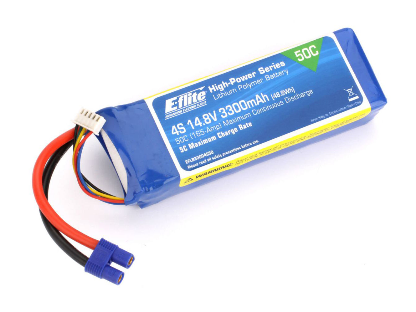 E-Flite 3300mAh 4S 14.8V 50C LiPo, 12AWG EC3 EFLB33004S50