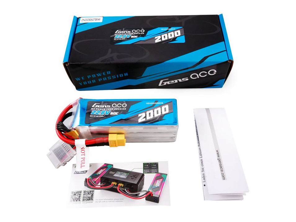 Gens Ace Li-Po HV 6S 22.8V 2000mAh 60C with XT60 G6H2000-60X6