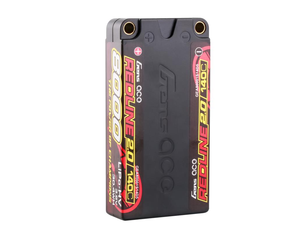 Gens Ace Li-Po HV Car Hard Case 1S2P 3.8V 8000mAh 140C RL2 Short 5mm GC1H8000S-140G5