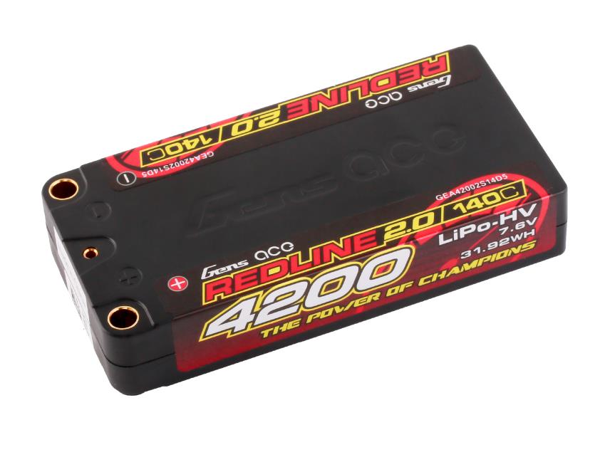 Gens Ace Li-Po HV Car Hard Case 2S1P 7.6V 4200mAh 140C RL2 Short 5mm GC2H4200S-140G5