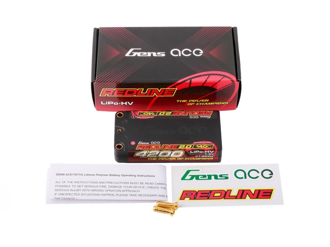 Gens Ace Li-Po HV Car Hard Case 2S1P 7.6V 4200mAh 140C RL2 Short 5mm GC2H4200S-140G5