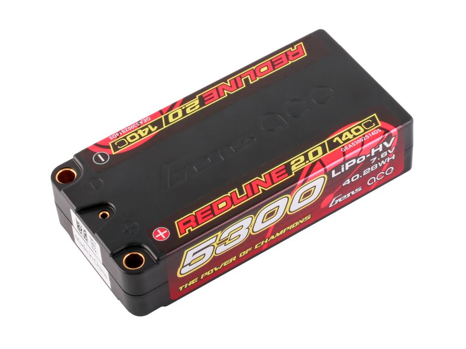 Gens Ace Li-Po HV Car Hard Case 2S2P 7.6V 5300mAh 140C RL2 Short 5mm GC2H5300S-140G5