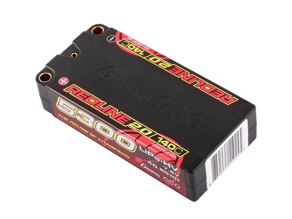 Gens Ace Li-Po HV Car Hard Case 2S2P 7.6V 5300mAh 140C RL2 Short 5mm GC2H5300S-140G5