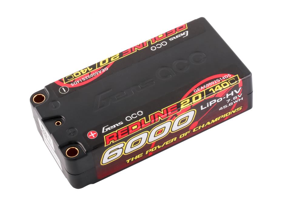 Gens Ace Li-Po HV Car Hard Case 2S2P 7.6V 6000mAh 140C RL2 Short 5mm GC2H6000S-140G5