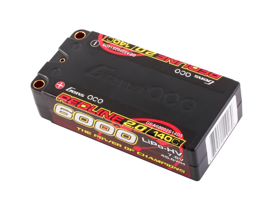 Gens Ace Li-Po HV Car Hard Case 2S2P 7.6V 6000mAh 140C RL2 Short 5mm GC2H6000S-140G5