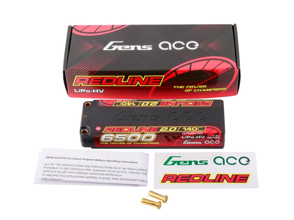 Gens Ace Li-Po HV Car Hard Case 2S1P 7.6V 6500mAh 140C RL2 with 5mm GC2H6500-140G5