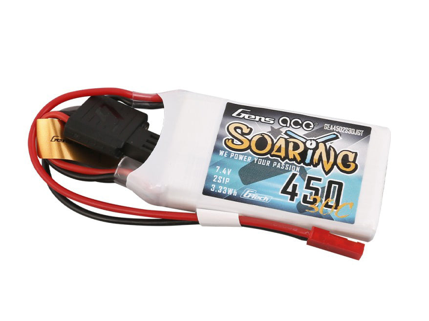 Gens Ace Li-Po G-Tech 2S 7.4V 450mAh 30C Soaring with BEC GT2S0450-30B