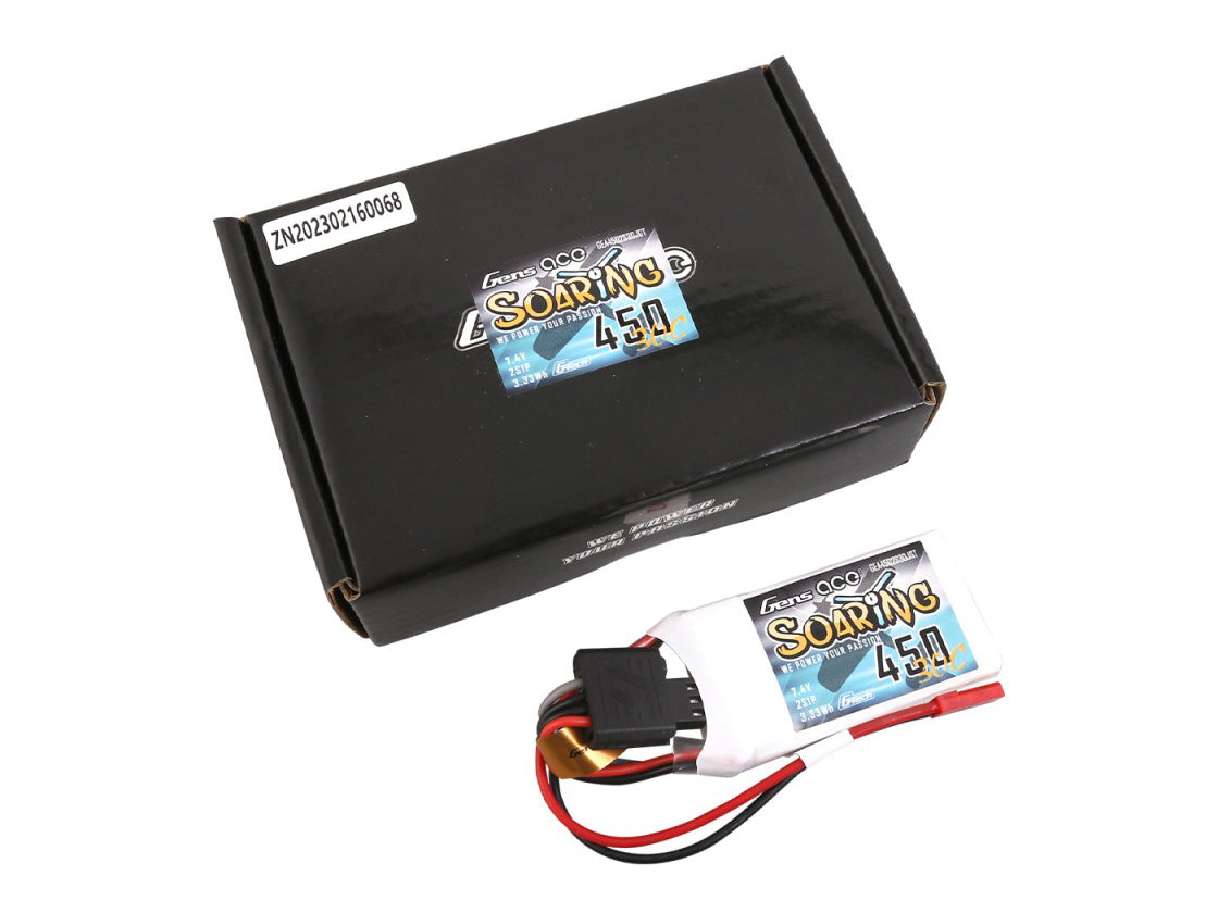 Gens Ace Li-Po G-Tech 2S 7.4V 450mAh 30C Soaring with BEC GT2S0450-30B