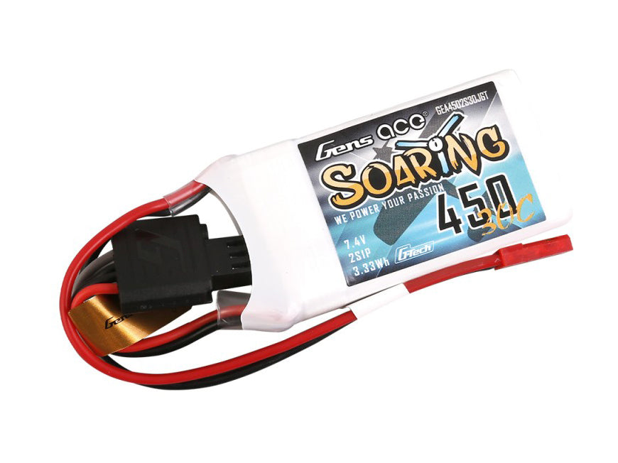 Gens Ace Li-Po G-Tech 2S 7.4V 450mAh 30C Soaring with BEC GT2S0450-30B