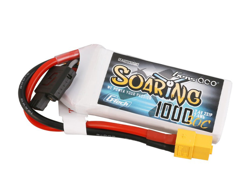 Gens Ace Li-Po G-Tech 2S 7.4V 1000mAh 30C Soaring with XT60 GT2S1000-30X6