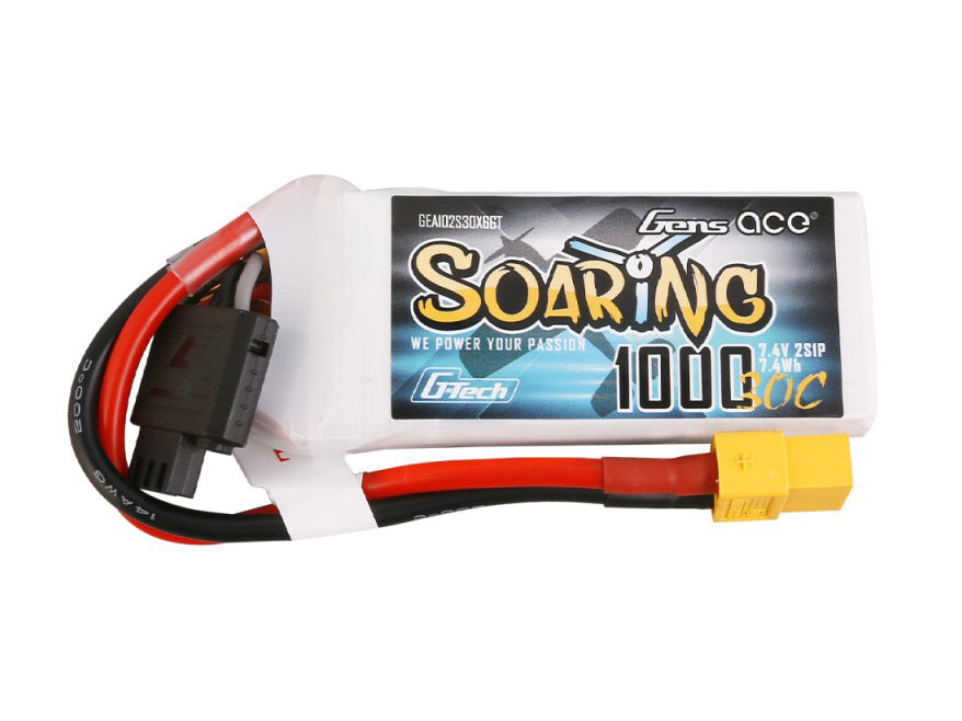 Gens Ace Li-Po G-Tech 2S 7.4V 1000mAh 30C Soaring with XT60 GT2S1000-30X6