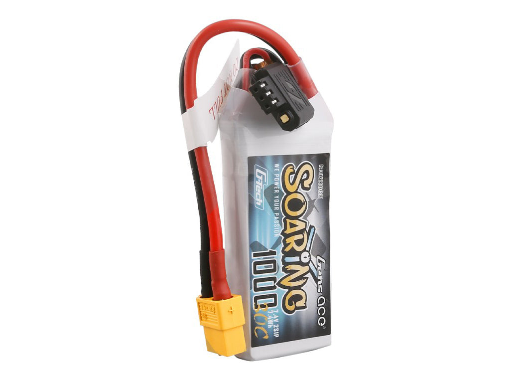 Gens Ace Li-Po G-Tech 2S 7.4V 1000mAh 30C Soaring with XT60 GT2S1000-30X6