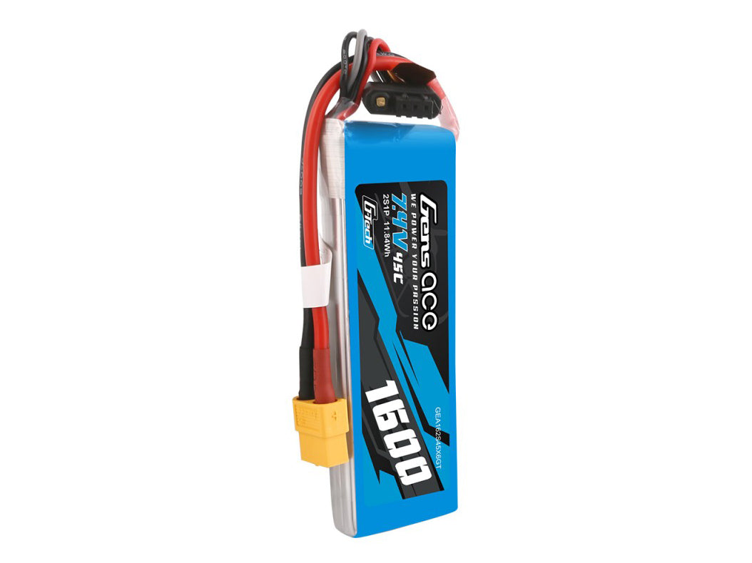 Gens Ace Li-Po G-Tech 2S 7.4V 1600mAh 45C with XT60 GT2S1600-45X6