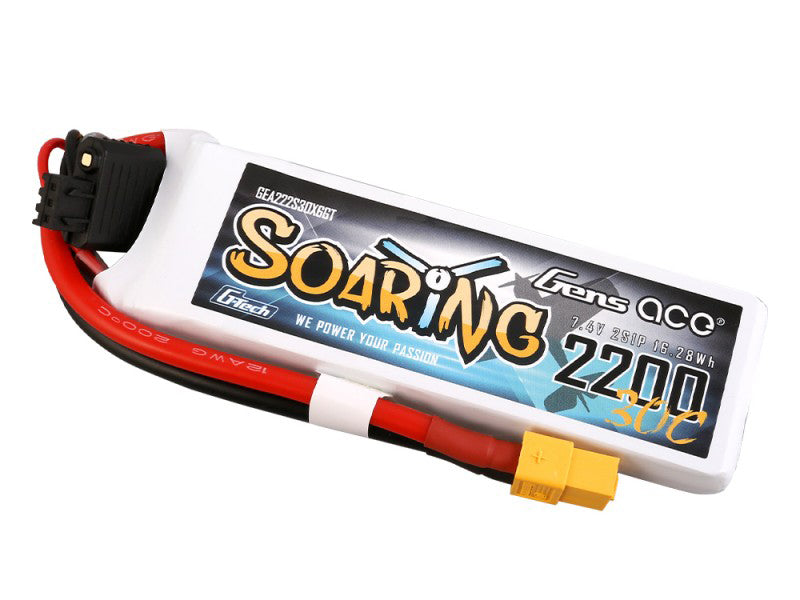 Gens Ace Li-Po G-Tech 2S 7.4V 2200mAh 30C Soaring with XT60 GT2S2200-30X6