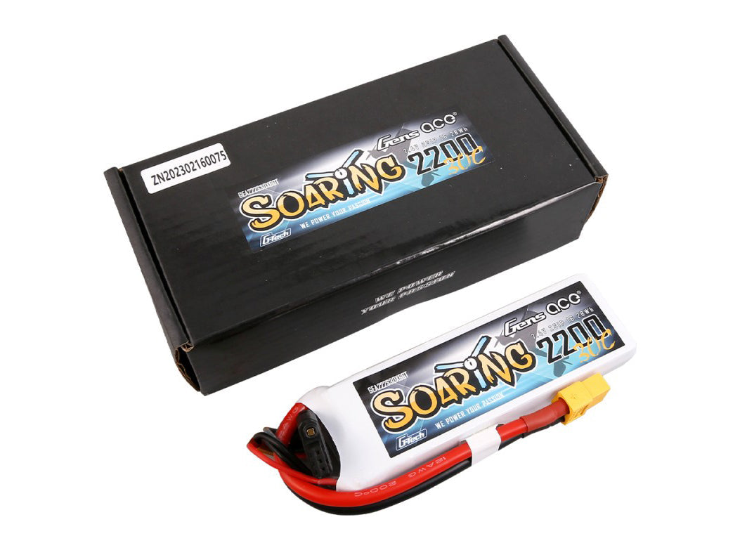 Gens Ace Li-Po G-Tech 2S 7.4V 2200mAh 30C Soaring with XT60 GT2S2200-30X6