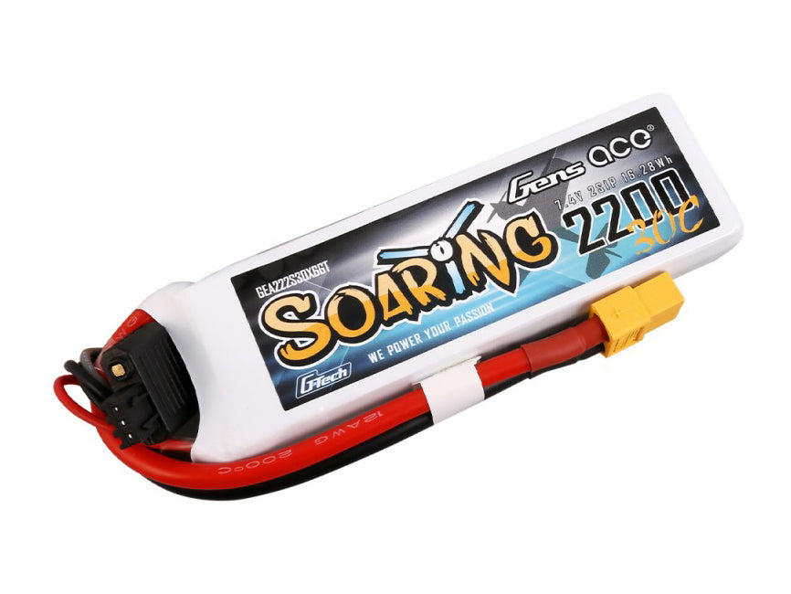 Gens Ace Li-Po G-Tech 2S 7.4V 2200mAh 30C Soaring with XT60 GT2S2200-30X6