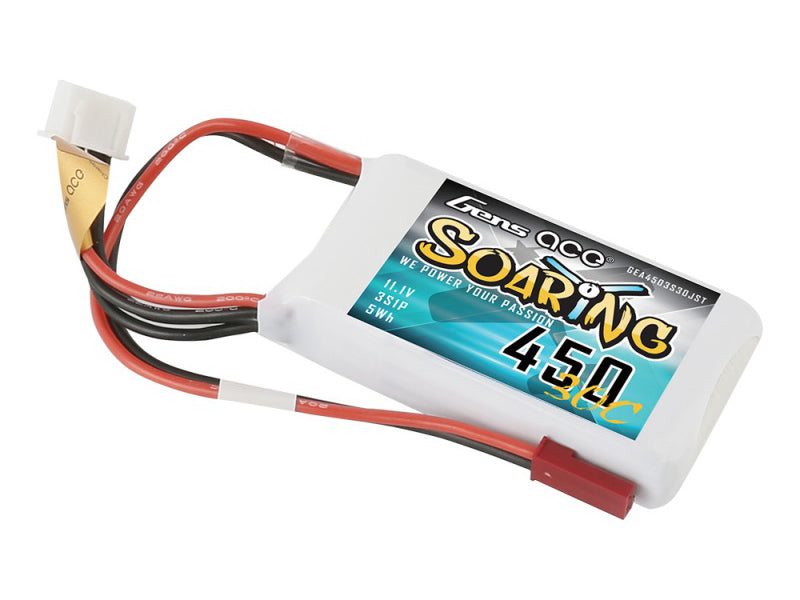 Gens Ace Li-Po 3S 11.1V 450mAh 30C Soaring with JST-SYP GT3S0450-30JST