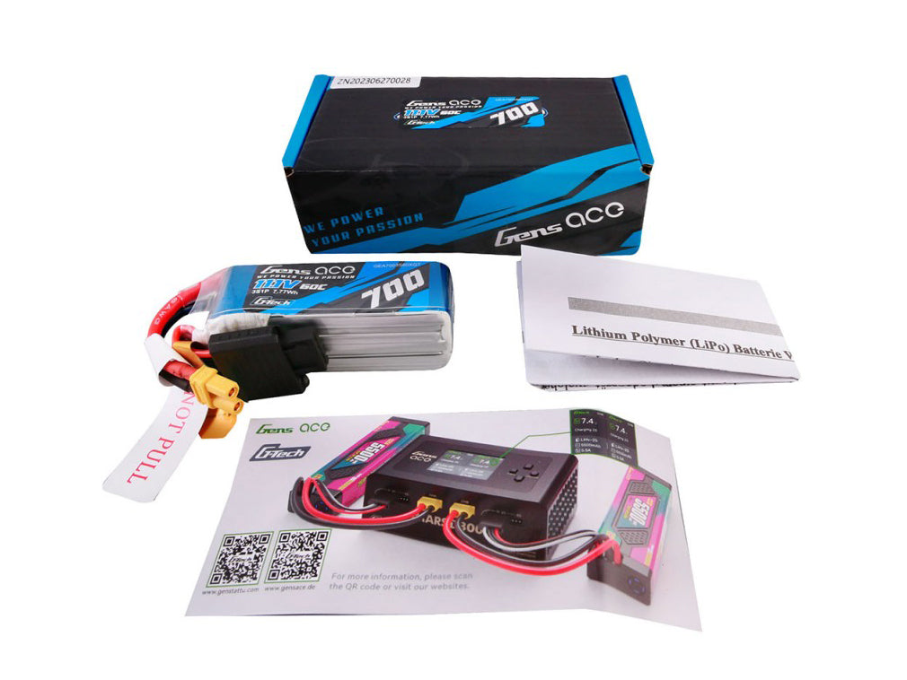 Gens Ace Li-Po G-Tech 3S 11.1V 700mAh 60C with XT30 GT3S0700-60X3