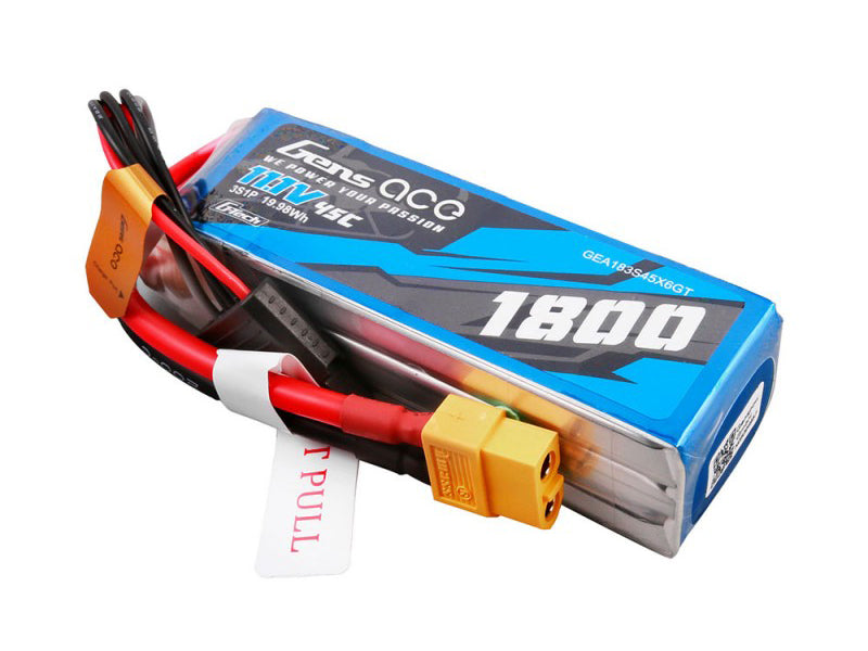 Gens Ace Li-Po G-Tech 3S 11.1V 1800mAh 45C with XT60 GT3S1800-45X6