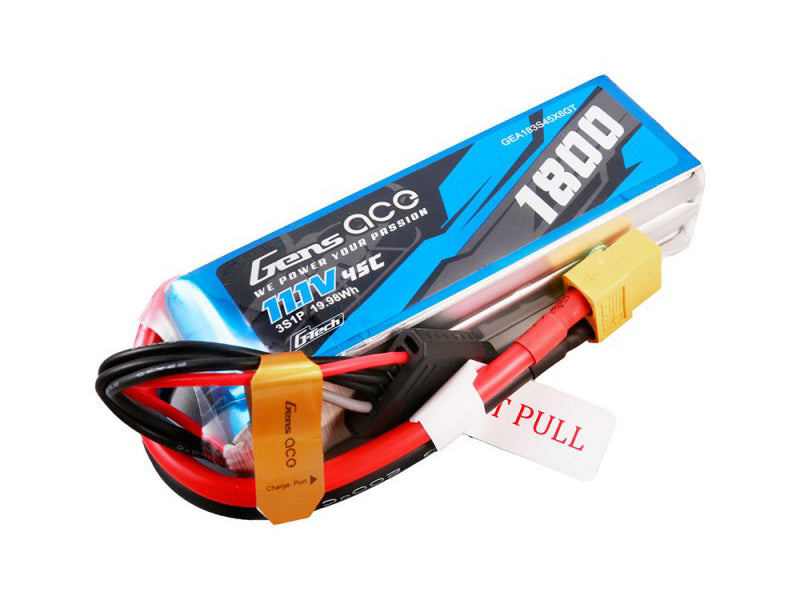 Gens Ace Li-Po G-Tech 3S 11.1V 1800mAh 45C with XT60 GT3S1800-45X6