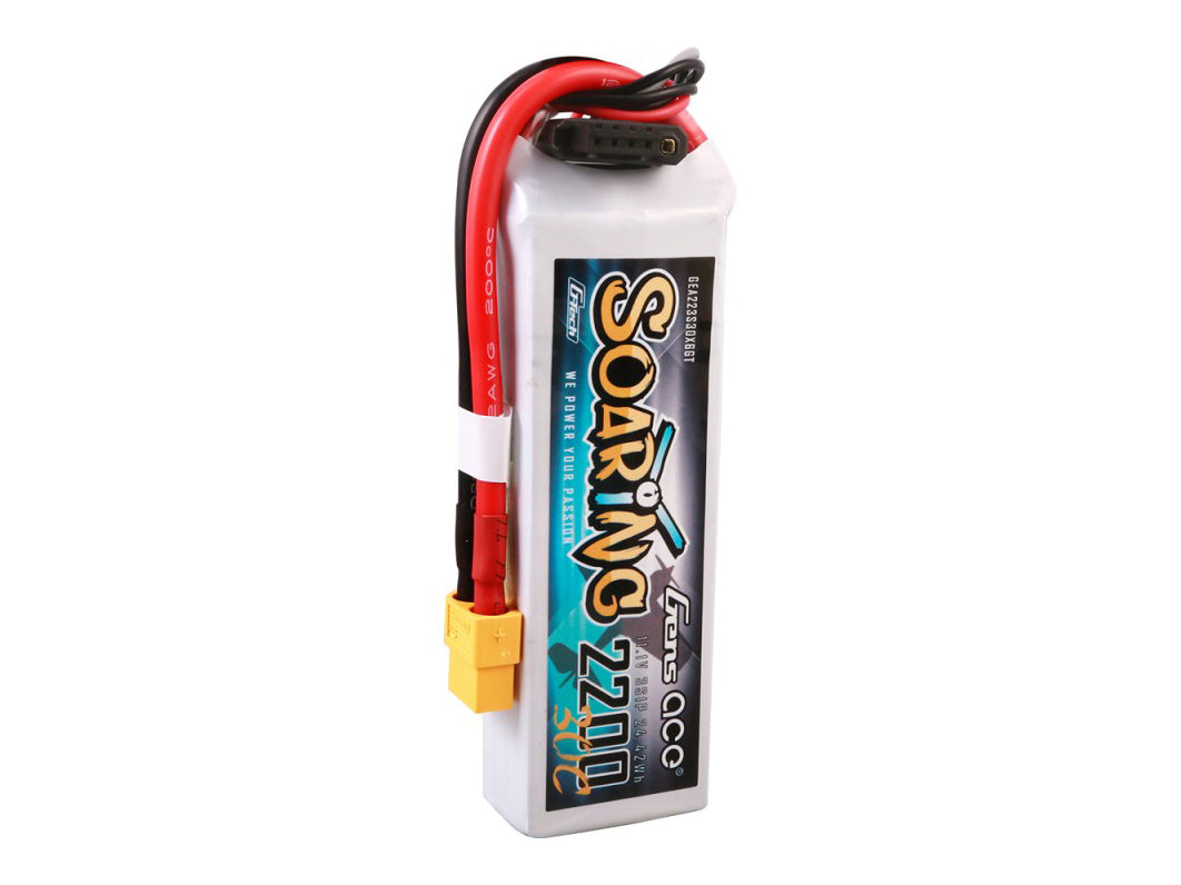 Gens Ace Li-Po G-Tech 3S 11.1V 2200mAh 30C Soaring with XT60 GT3S2200-30X6