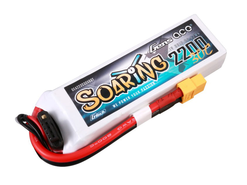 Gens Ace Li-Po G-Tech 3S 11.1V 2200mAh 30C Soaring with XT60 GT3S2200-30X6