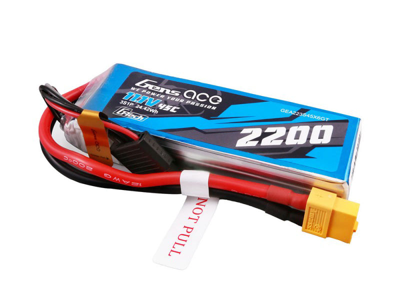 Gens Ace Li-Po G-Tech 3S 11.1V 2200mAh 45C with XT60 GT3S2200-45X6