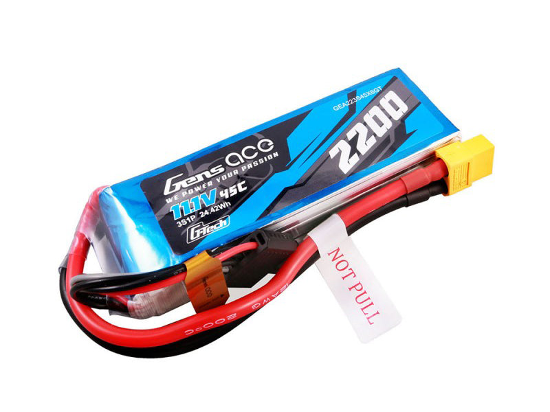 Gens Ace Li-Po G-Tech 3S 11.1V 2200mAh 45C with XT60 GT3S2200-45X6