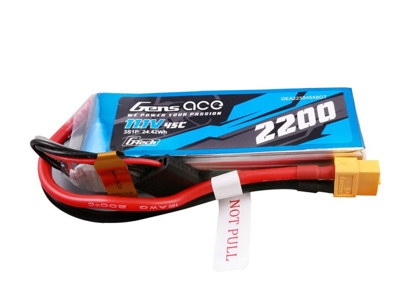 Gens Ace Li-Po G-Tech 3S 11.1V 2200mAh 45C with XT60 GT3S2200-45X6