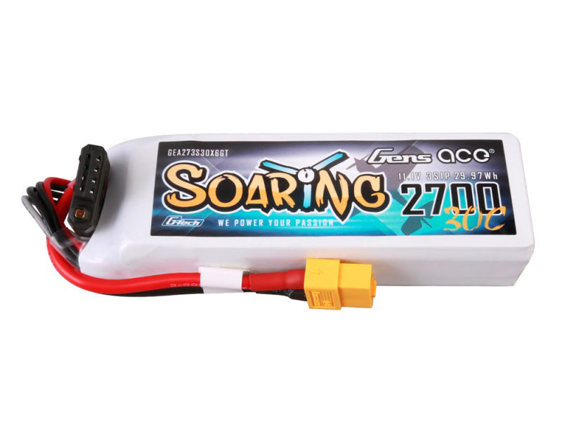 Gens Ace Li-Po G-Tech 3S 11.1V 2700mAh 30C Soaring with XT60 GT3S2700-30X6