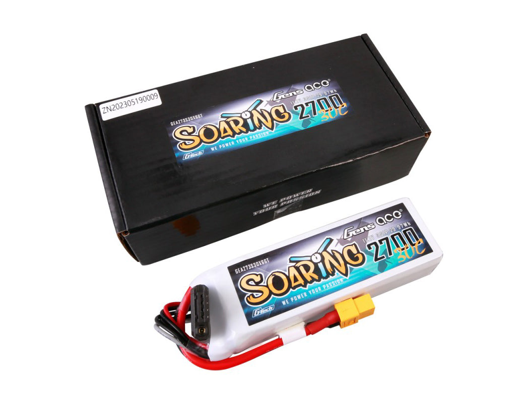 Gens Ace Li-Po G-Tech 3S 11.1V 2700mAh 30C Soaring with XT60 GT3S2700-30X6