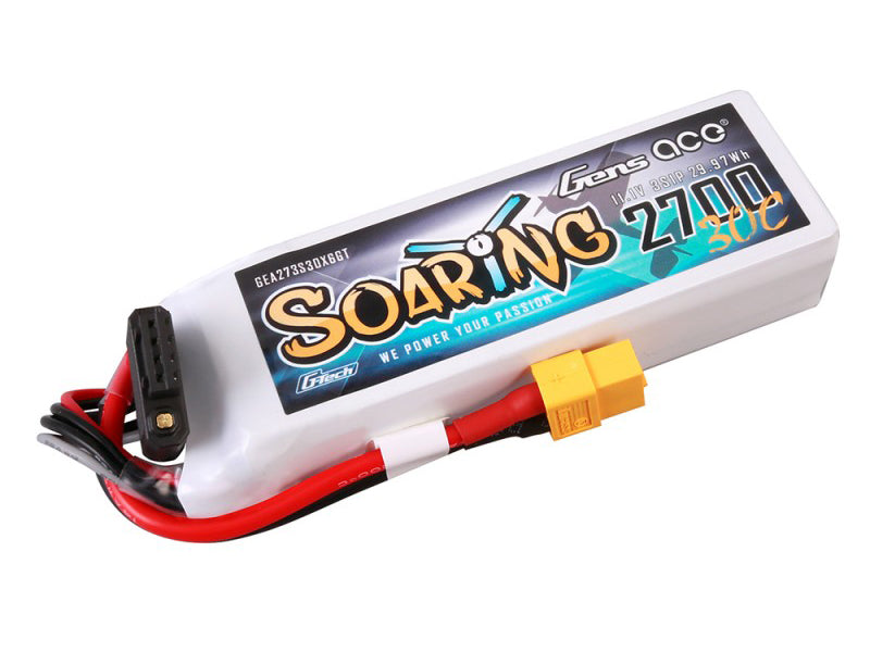 Gens Ace Li-Po G-Tech 3S 11.1V 2700mAh 30C Soaring with XT60 GT3S2700-30X6