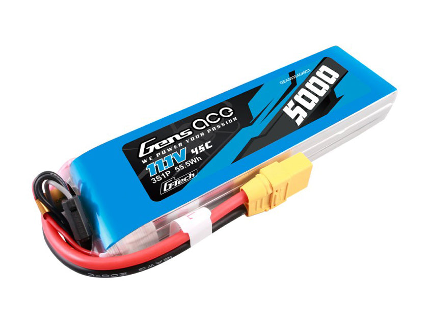 Gens Ace Li-Po G-Tech 3S 11.1V 5000mAh 45C with XT90 GT3S5000-45X9