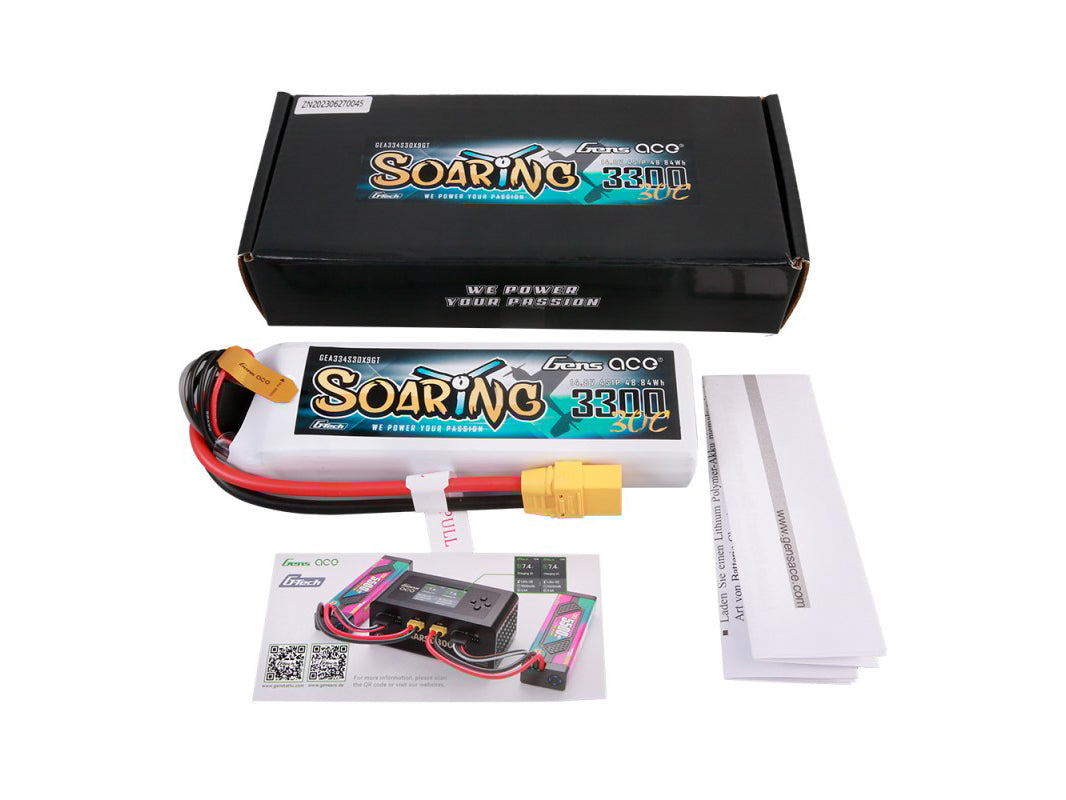 Gens Ace Li-Po G-Tech 4S 14.8V 3300mAh 30C Soaring with XT90 GT4S3300-30X9