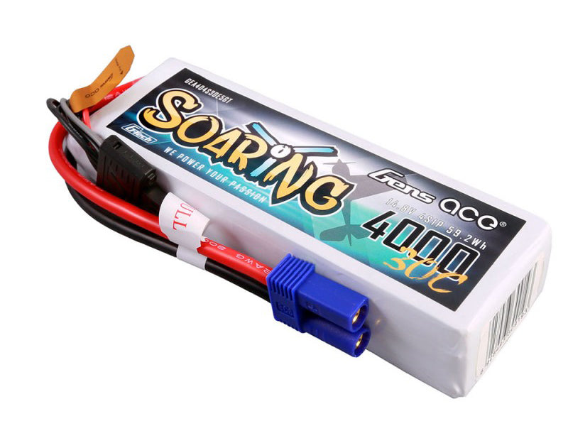 Gens Ace Li-Po G-Tech 4S 14.8V 4000mAh 30C Soaring with EC5 GT4S4000-30E5