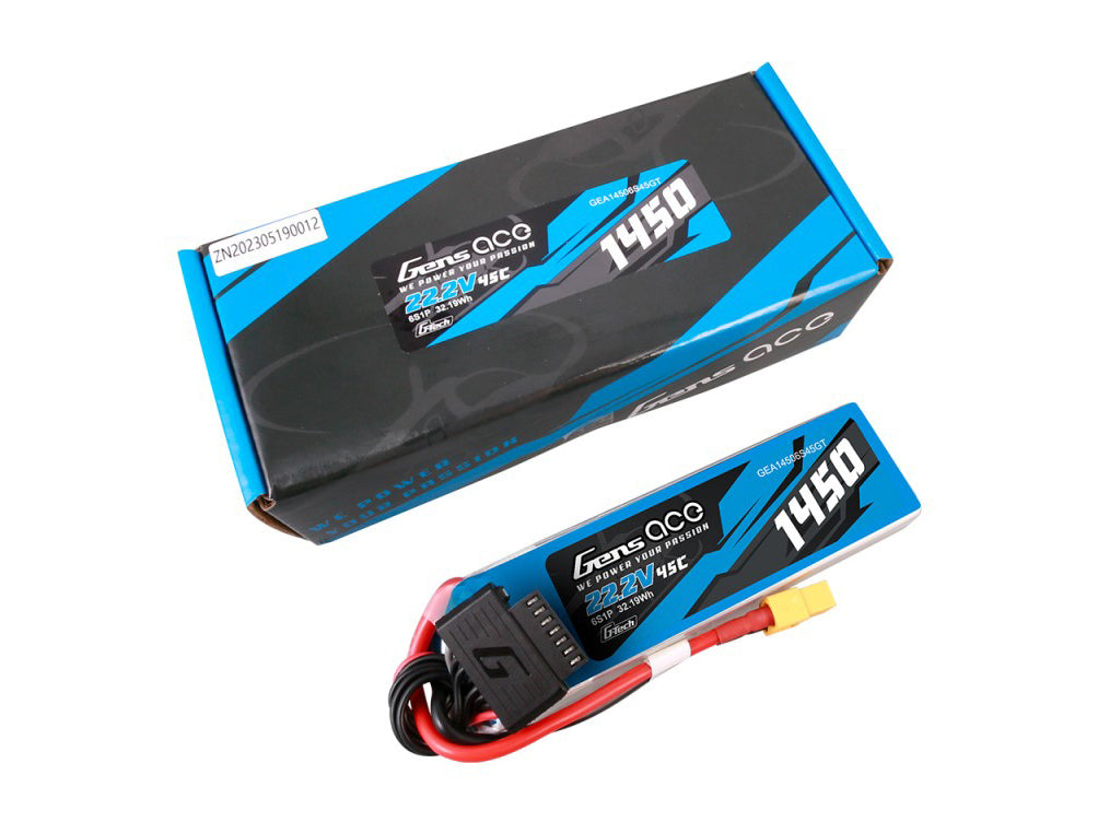 Gens Ace Li-Po G-Tech 6S 22.2V 1450mAh 45C with XT60 GT6S1450-45X6