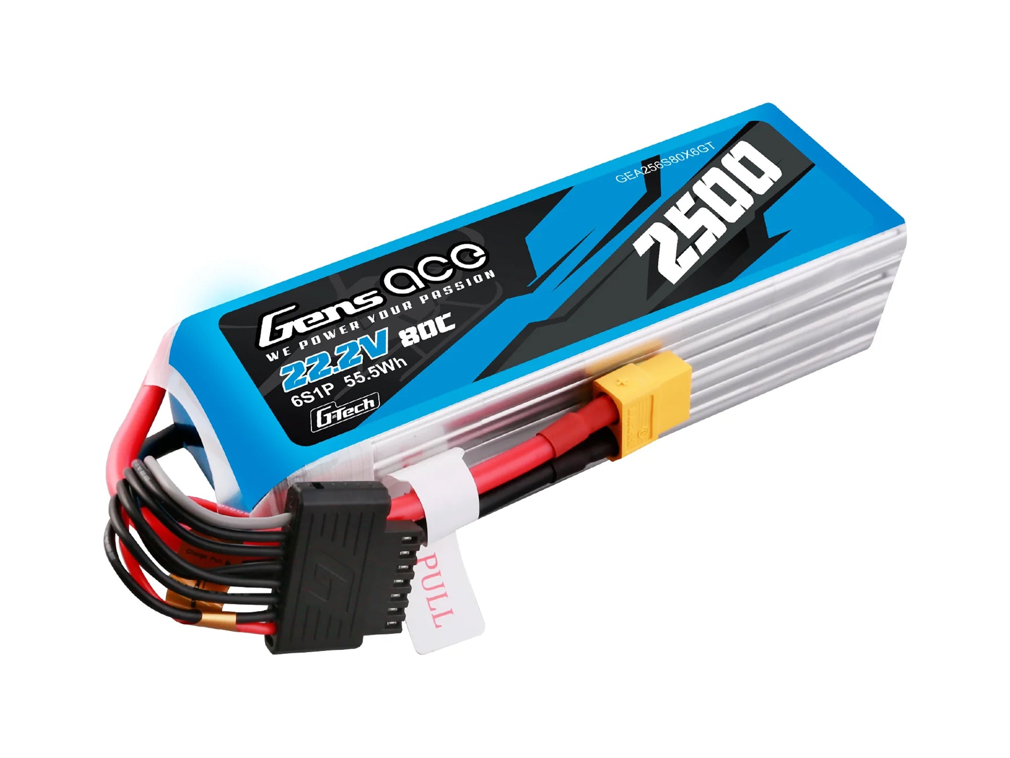 Gens Ace Li-Po G-Tech 6S 22.2V 2500mAh 80C with XT60 GT6S2500-80X6