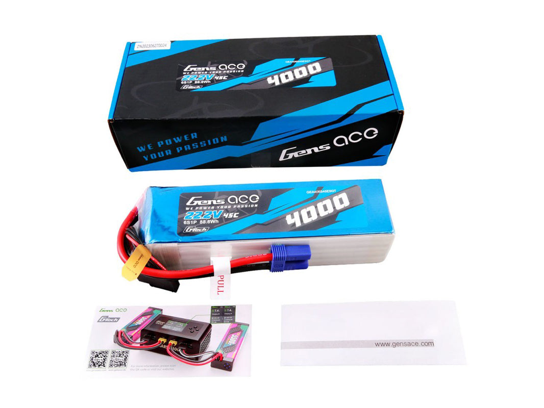 Gens Ace Li-Po G-Tech 6S 22.2V 4000mAh 45C with EC5 GT6S4000-45E5