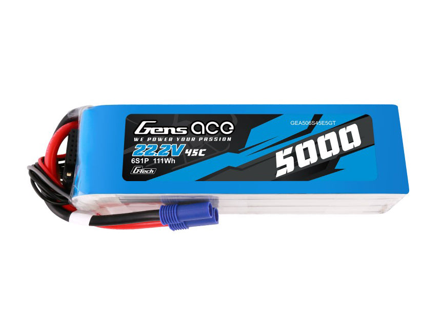 Gens Ace Li-Po G-Tech 6S 22.2V 5000mAh 45C with EC5 GT6S5000-45E5